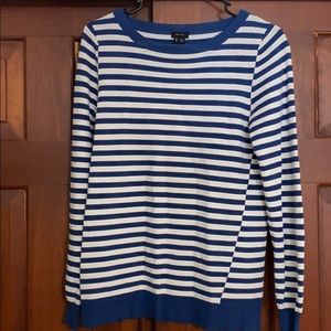 Theory Blue and White Striped Sweater